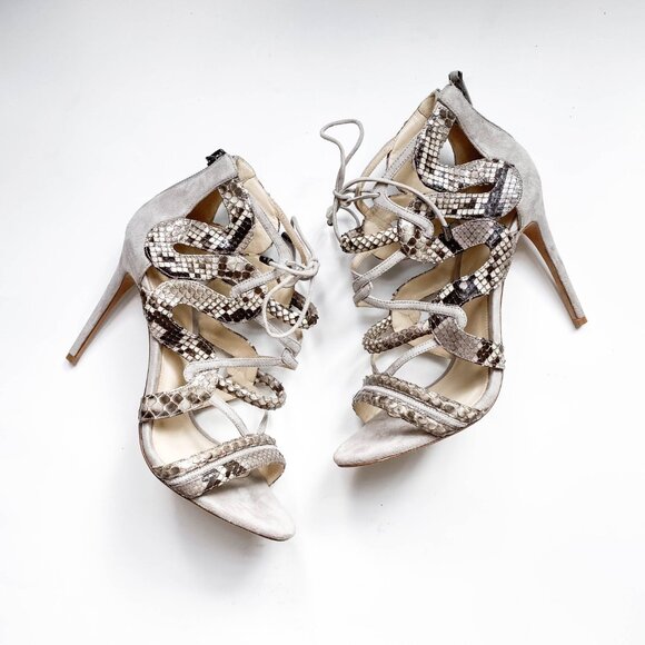 Alexandre Birman Python and Suede Sandals - Picture 1 of 10